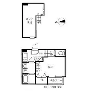 ハーモニーテラス並木【201号室】の間取り