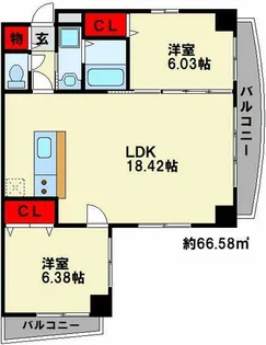 クロスコート門司港【4階】の間取り