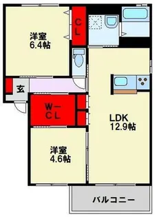 シャーメゾン茶屋の原Ⅱ C棟【2階】の間取り