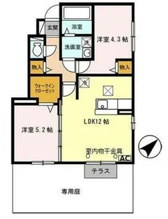 クローバー・シャトレ【1階】の間取り