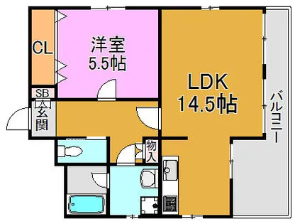 レ・ヴェルデヴェント【5階】の間取り