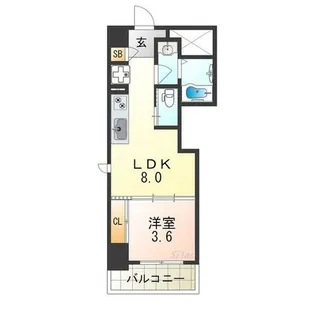 クローバー・レジデンス桑津【2階】の間取り