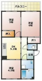 コーポ海南東【D-1号室】の間取り