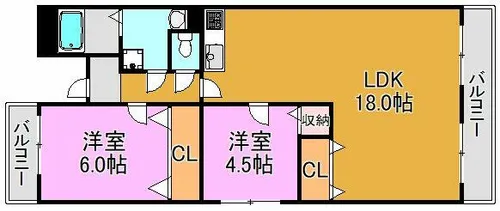 ベイリーブス【6階】の間取り