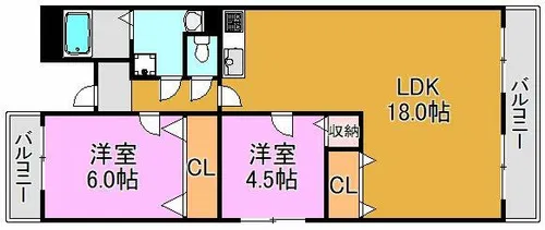 ベイリーブス【6階】の間取り