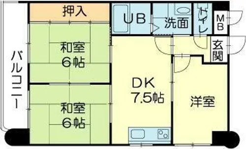 ロイヤルコーポ野田【6階】の間取り