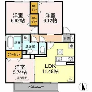 クオーレⅡ【1階】の間取り