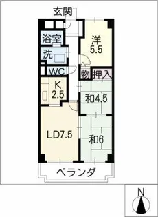 ヒルトップ藤ヶ丘【6階】の間取り