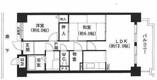 レジェロ住之江【6階】の間取り