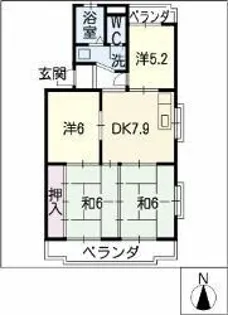 レジデンスブルー【3階】の間取り