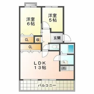 パラシオン有瀬【1階】の間取り