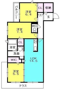 コモド夙川【203号室】の間取り