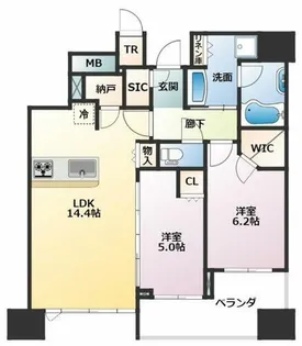シティタワー梅田東【2508号室】の間取り