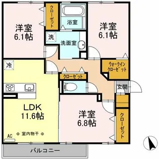 エス・ブロードF【302号室】の間取り