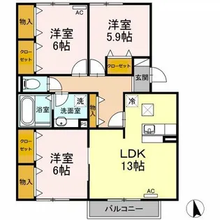 ヴァイオレット【1階】の間取り