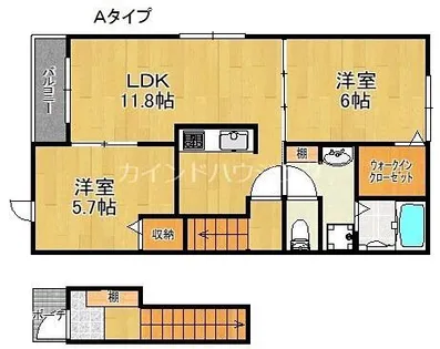 アンシュヴァルⅠ・Ⅱ【2階】の間取り