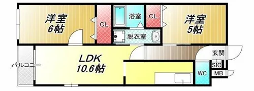 ディオーネ・ジエータ・イースト【3階】の間取り