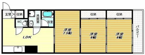 クレセント西川【1階】の間取り