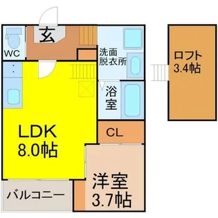 ハーモニーテラス寺崎町【2階】の間取り