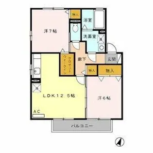 ラ・ソレイユ B【1階】の間取り