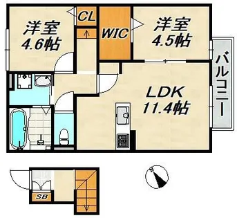 クローバー富士5号館【2階】の間取り