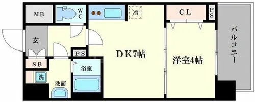 セイワパレス京町堀【6階】の間取り