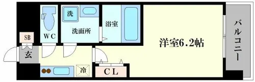 エスリードレジデンス大阪難波【7階】の間取り