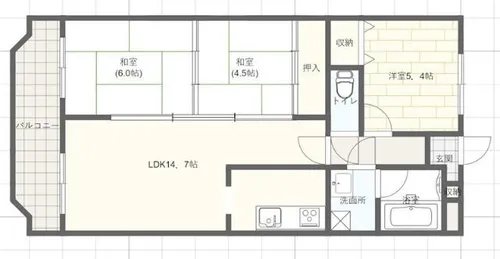 手柄アートスカイハイツ【4階】の間取り