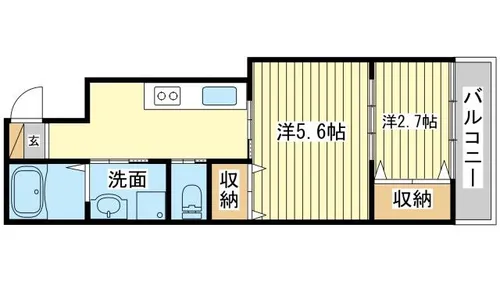 コティ網干【102号室】の間取り