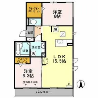 ラ・グラシューズ【1階】の間取り