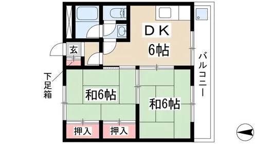 シャンドールホワイト中駒【3階】の間取り