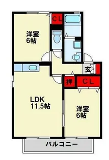 ジュネスK B棟【101号室】の間取り