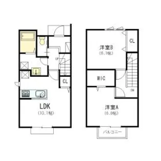 2LDKの間取り画像