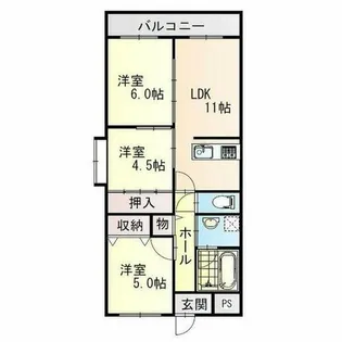 さんさん北野田【2階】の間取り
