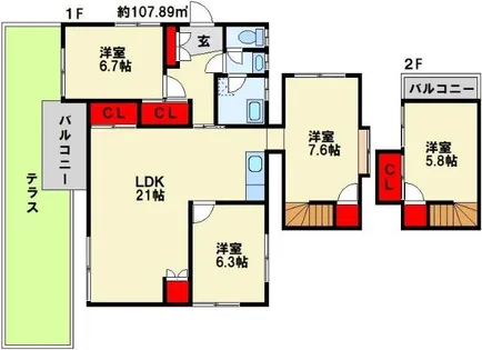 福岡県北九州市小倉北区黒原2丁目【一戸建】の間取り