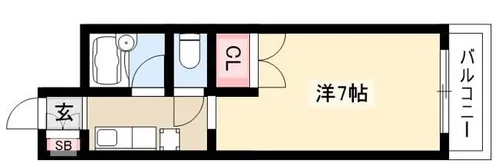 サニーサイド2【5F号室】の間取り