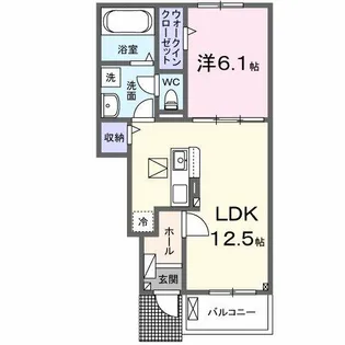 エーエスコート グレイス【1階】の間取り