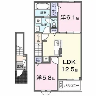 エーエスコート グレイス【2階】の間取り