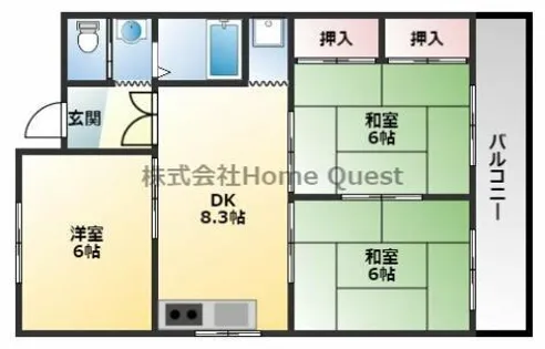 マンショングランディー【203号室】の間取り