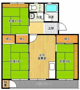 有野団地【B13-404号室】の間取り
