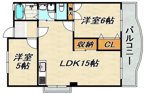落合ハイツB棟【3階】の間取り
