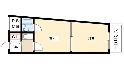 東和マンション広小路【8階】の間取り