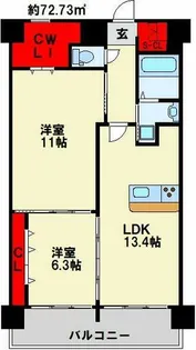 コンプレート古船場【1102号室】の間取り
