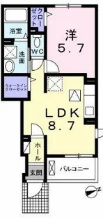 シャン・ド・プレールB【1階】の間取り