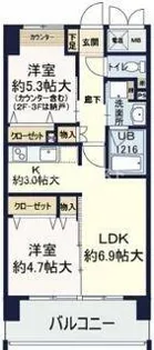 ルチューレ西梅田【7階】の間取り