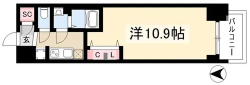 プレサンス丸の内リラティ【0905号室】の間取り