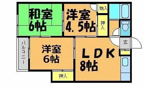 浦園コーポ【8号室】の間取り