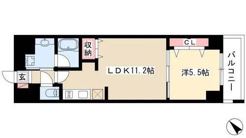 グランルクレ新栄イースト【0205号室】の間取り