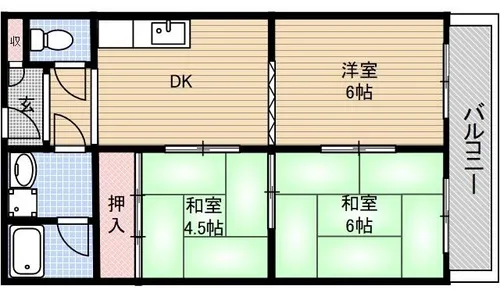 ハイツ山田【2D号室】の間取り