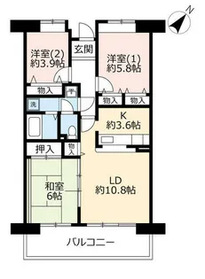 UR津田北町【0020406号室】の間取り